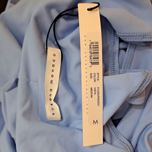 Revolve Susana Monaco Crew Slit Sleeveless Dress Built-in Bra Cornflower Blue M - Picture 7 of 11